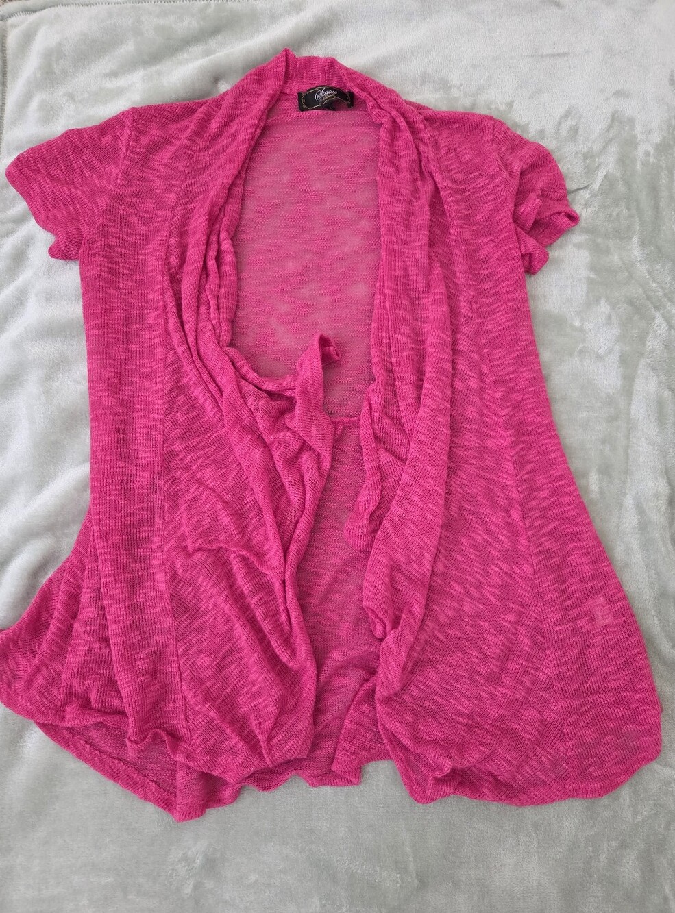 Status By Chenault Open-Front Short-Sleeve Sweater Cardigan